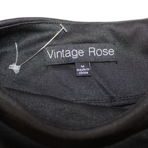 Vintage Rose Black Mock Neck Top (M) - Picture 4 of 6